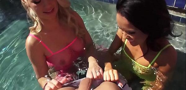  Anikka Albright and Megan Rain Share a Cock Poolside 24 MIN
